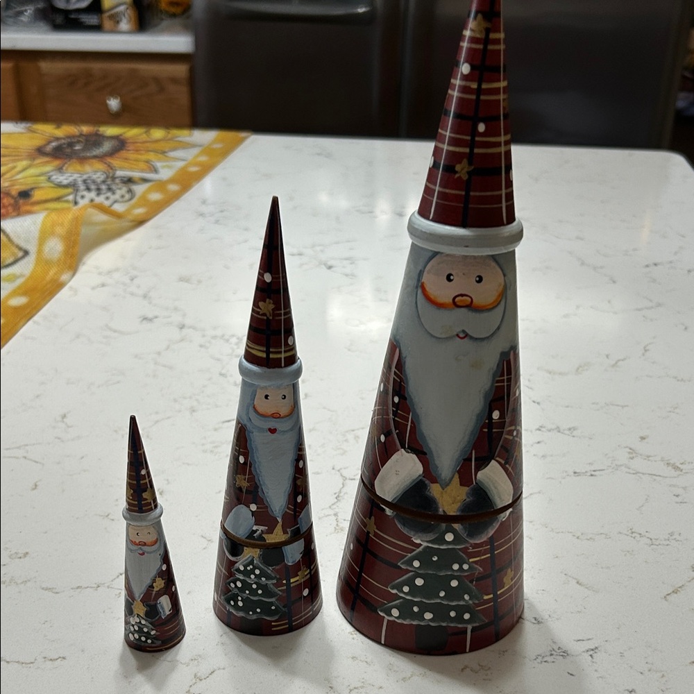 Festive Santa Nesting Dolls Set - Red and White